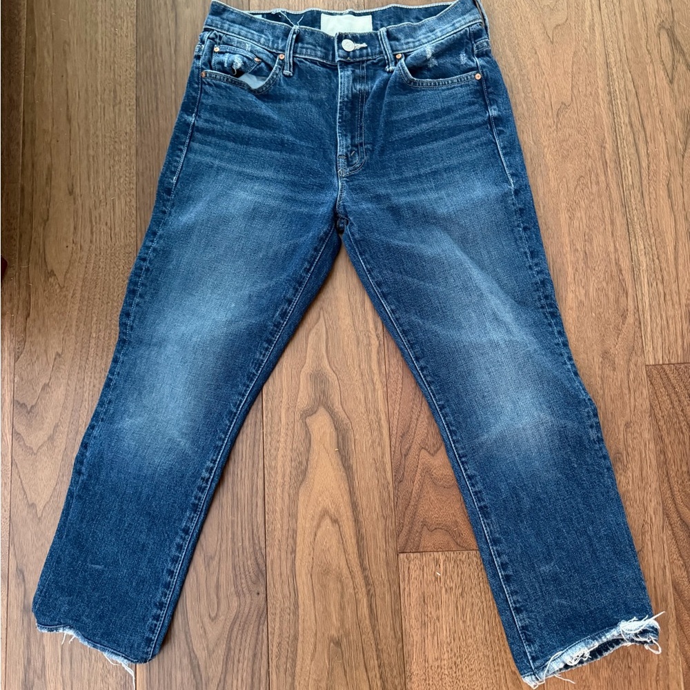 MOTHER Straight-Leg Denim Jeans in Classic Blue - Picture 3 of 5
